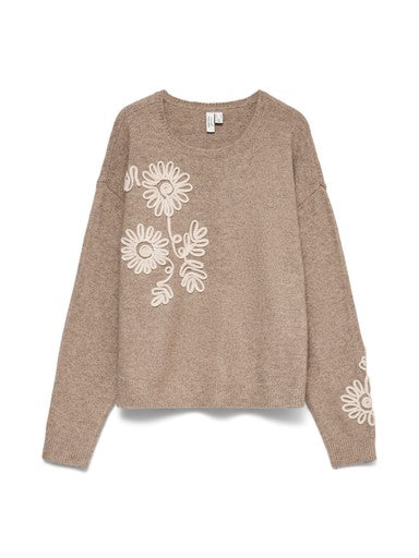 Vero Moda Flower Pullover | Silver Mink 10351727