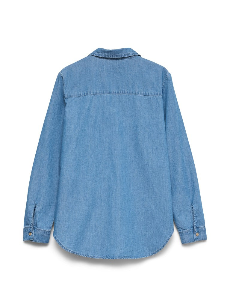 Vero Moda Bumpy LS Loose Pocket Denim | Med Blue