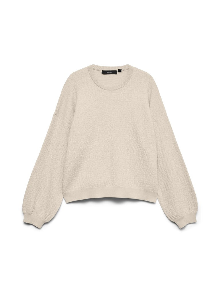 Vero Moda Nancy Jacquard LS O-Neck Pullover | Birch