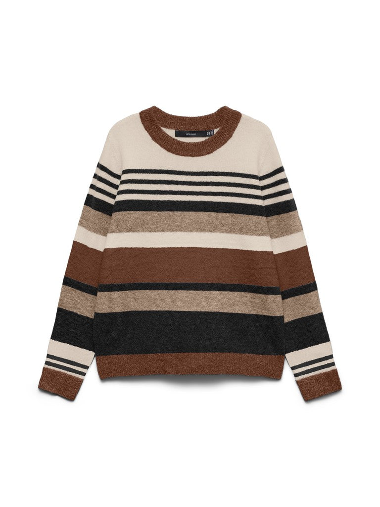 Vero Moda Plaza LS Block Pullover | Cocoa
