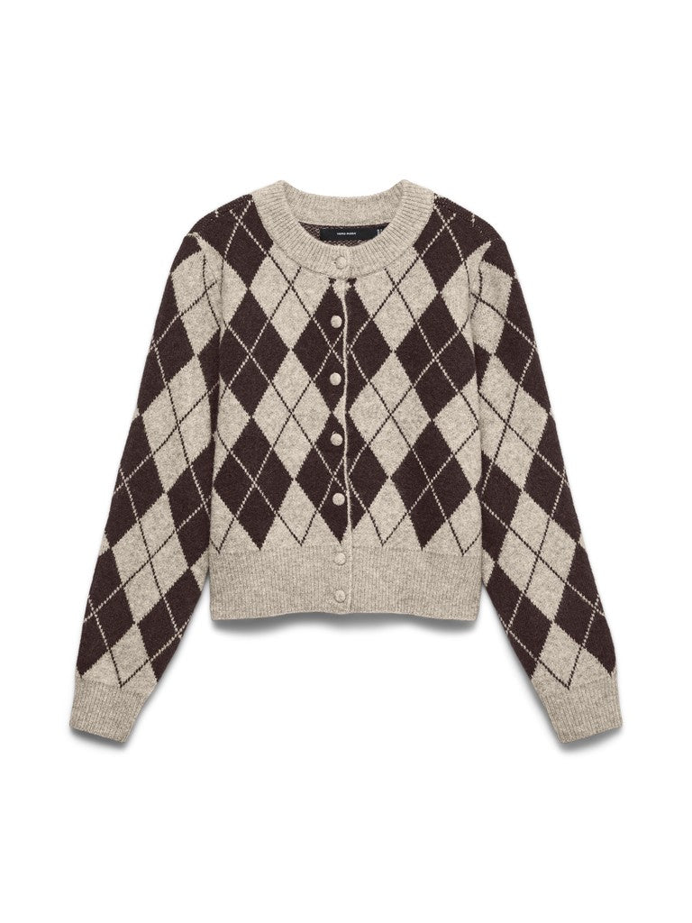 Vero Moda Halo LS O-Neck Argyle Cardigan | Birch