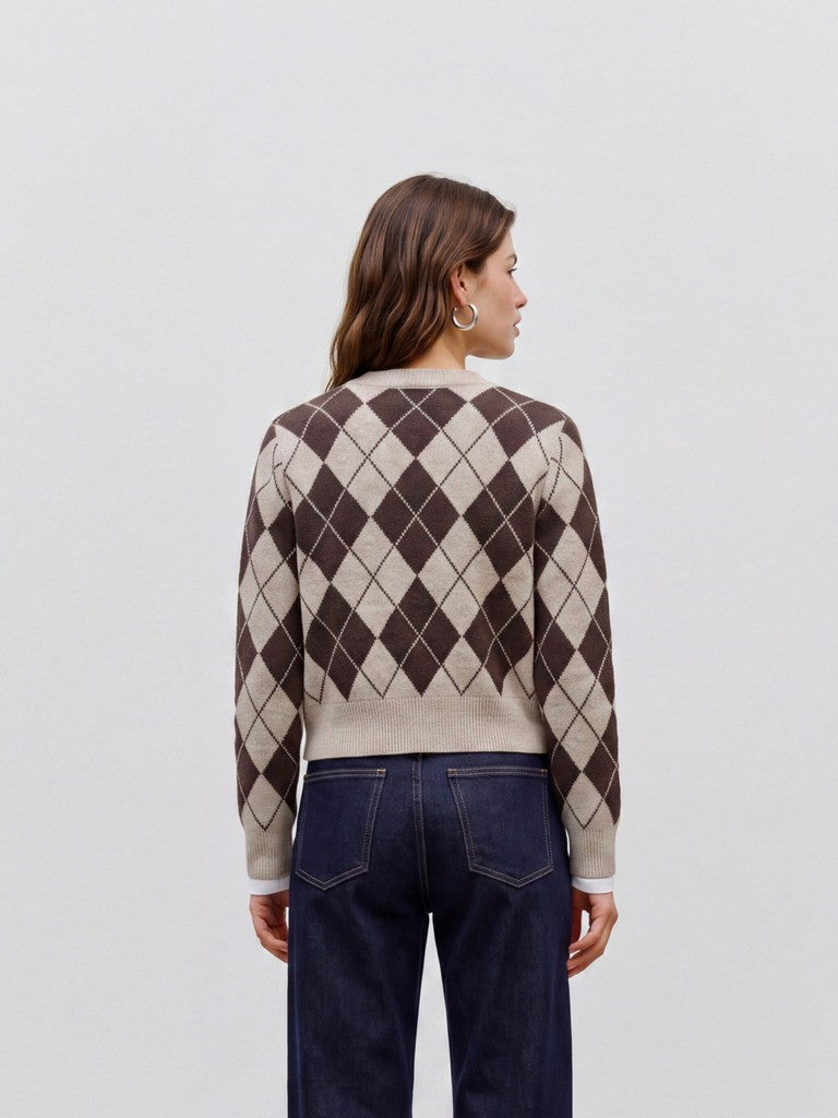 Vero Moda Halo LS O-Neck Argyle Cardigan | Birch