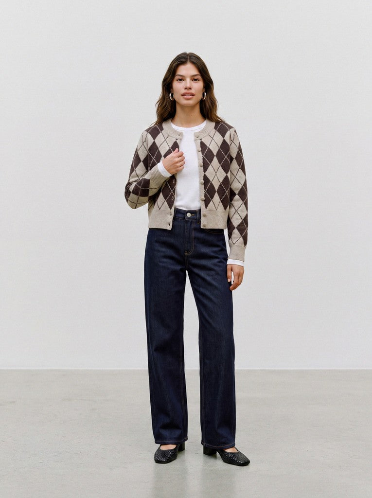 Vero Moda Halo LS O-Neck Argyle Cardigan | Birch