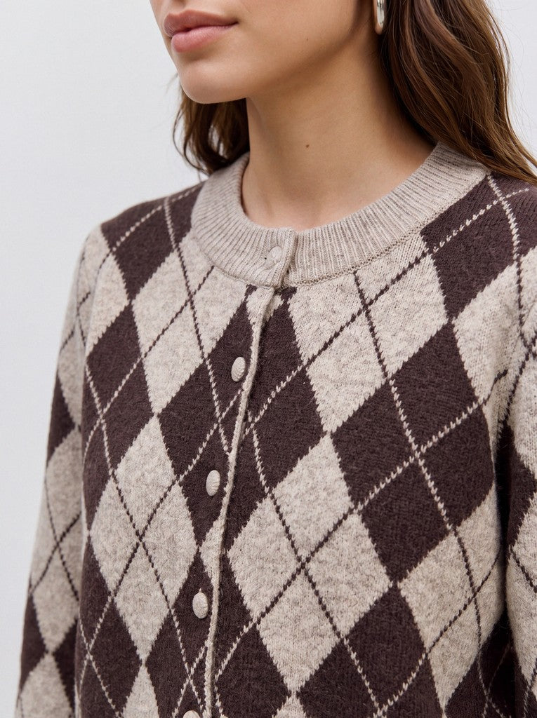 Vero Moda Halo LS O-Neck Argyle Cardigan | Birch