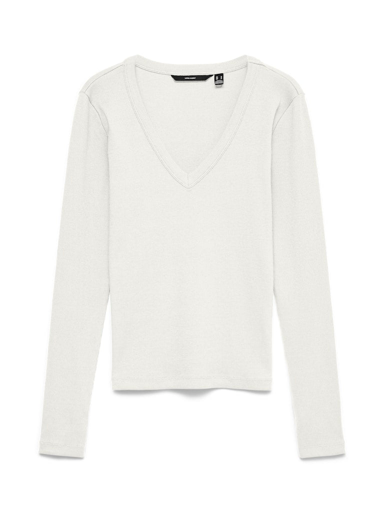 Vero Moda Chloe V-Neck Long Sleeve Top | White