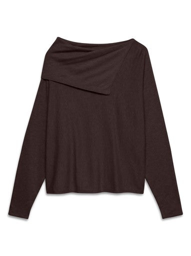 Vero Moda Happiness Long Sleeve Boatneck Cape Neck Pullover | Chocolate 10349911