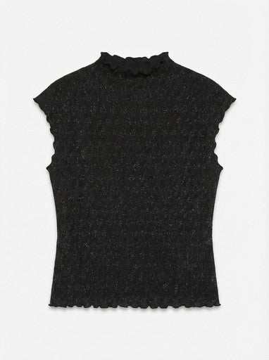 Vero Moda Kali Cap Sleeve Mock Neck Top | Black 10353044