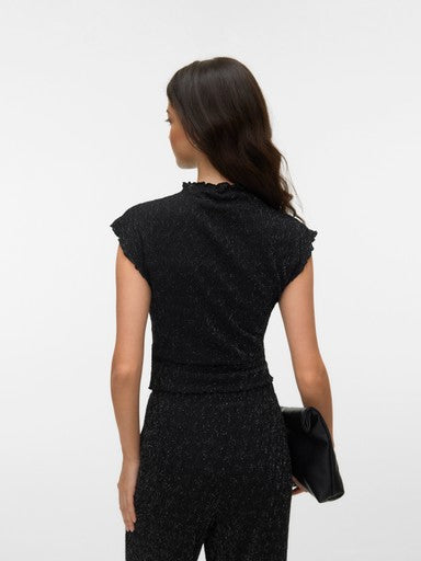 Vero Moda Kali Cap Sleeve Mock Neck Top | Black 10353044