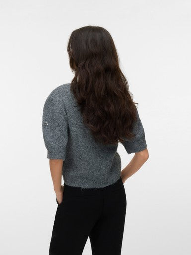 Vero Moda Claire Round Neck Embellished Pullover | Dark Grey 10352442