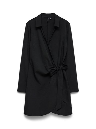 Vero Moda Evelin Long Sleeve Wrap Short Blazer Dress | Black 10353475
