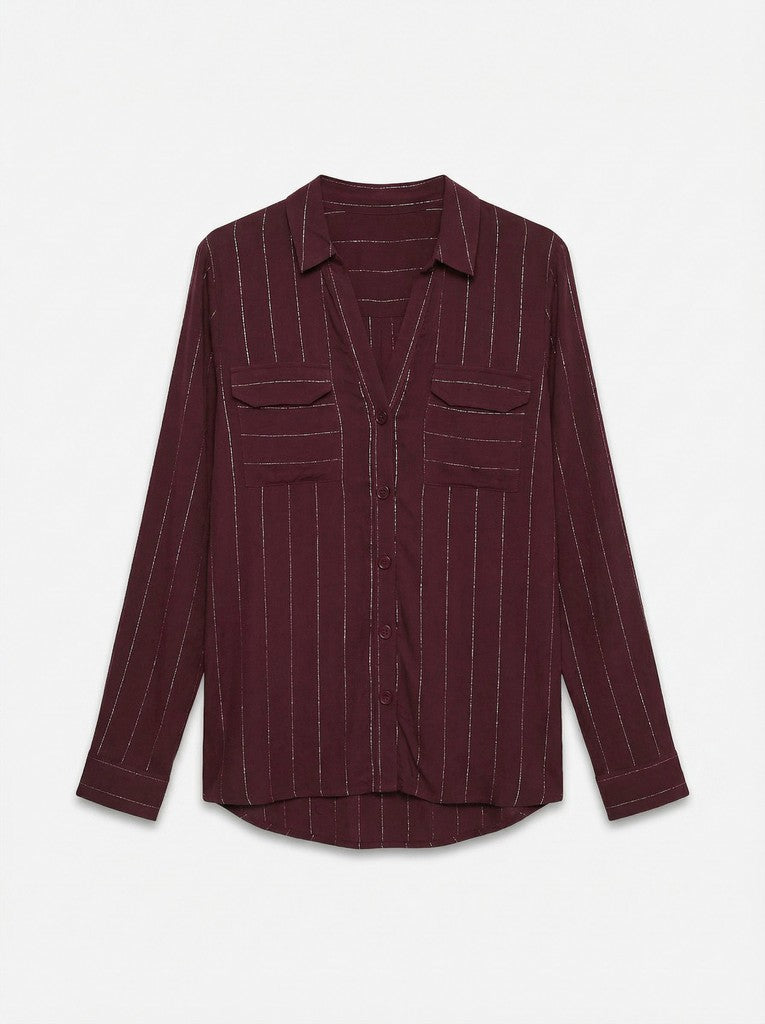 Vero Moda Bumpy LS Glitter Shirt | Wine