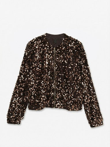 Vero Moda Sequined Bomber Jacket | Chocolate 10352982
