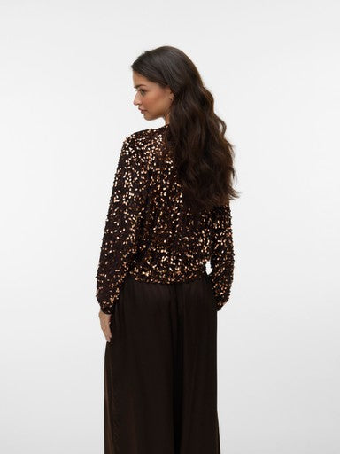 Vero Moda Sequined Bomber Jacket | Chocolate 10352982