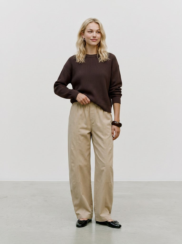 Vero Moda Gold Lux Rib LS O-Neck Pullover | Chocolate