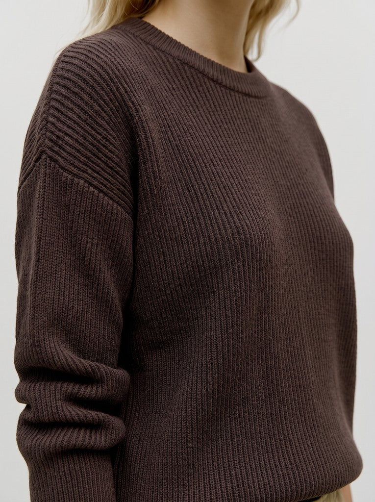 Vero Moda Gold Lux Rib LS O-Neck Pullover | Chocolate
