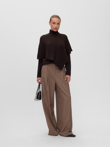 Vero Moda Camila Long Sleeve Cape Highneck Pullover | Chocolate 10350454