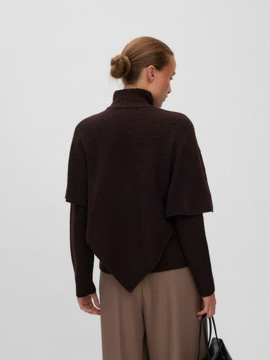 Vero Moda Camila Long Sleeve Cape Highneck Pullover | Chocolate 10350454