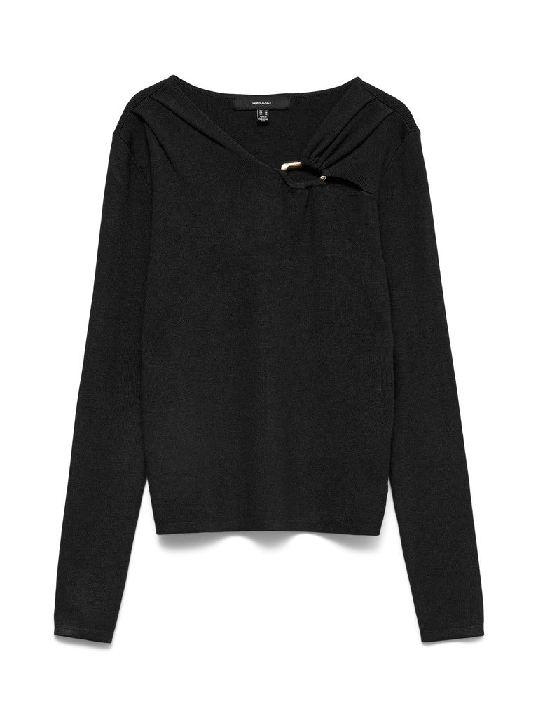 Vero Moda Jain Buckle V-Neck Pullover | Black