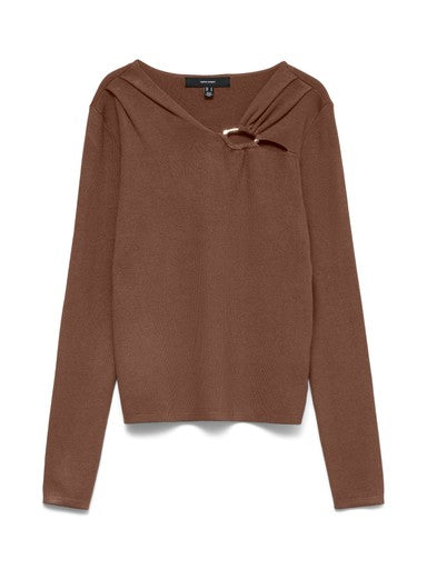 Vero Moda Jain Buckle V-Neck Pullover | Cocoa