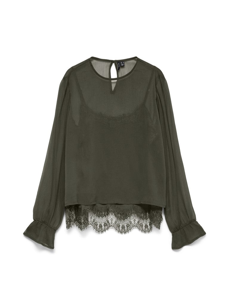 Vero Moda Lalie LS Lace Top | Forest