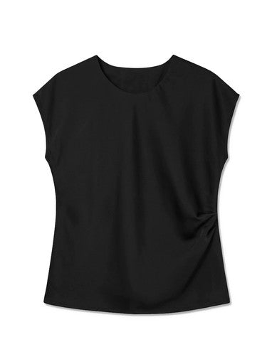 Vero Moda Naya Short Sleeve Satin Top | Black 10353202