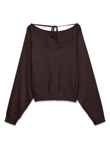 Vero Moda Happy Glitter Bat Sleeve Boat Neck Pullover | Chocolate 10349909