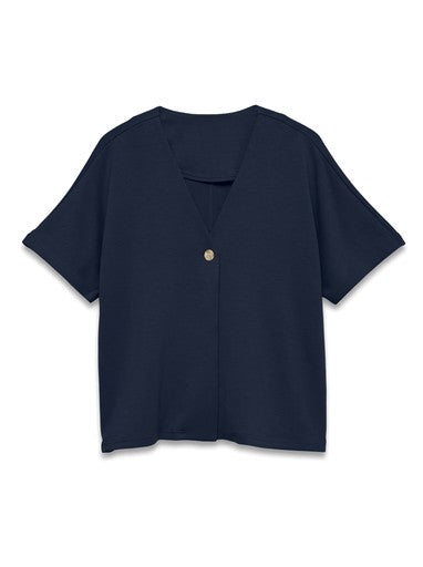 Vero Moda Hali Capsleeve Button Top | Navy 10352159