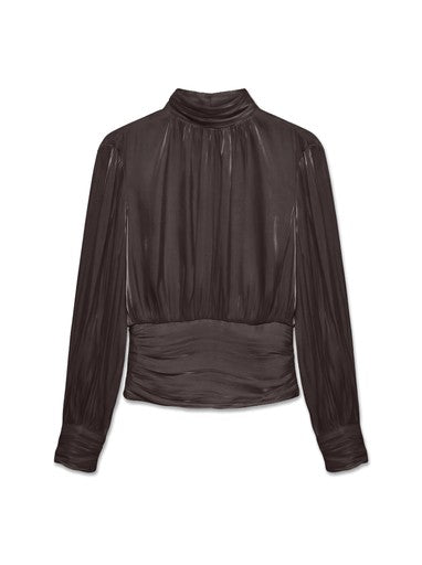 Vero Moda Polly Long Sleeve High Neck Top | Chocolate