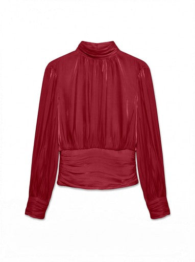 Vero Moda Polly Long Sleeve High Neck Top | Red
