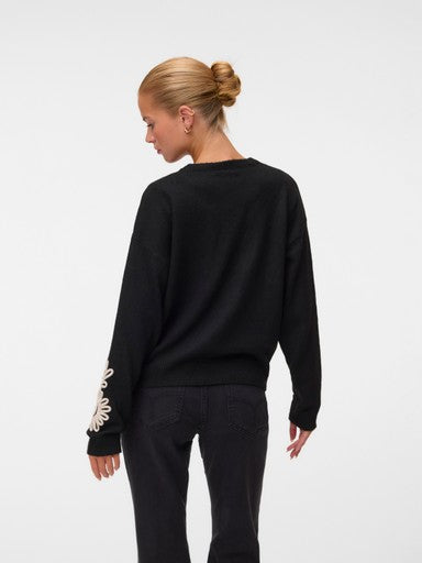 Vero Moda Flower Pullover | Black/White 10351727