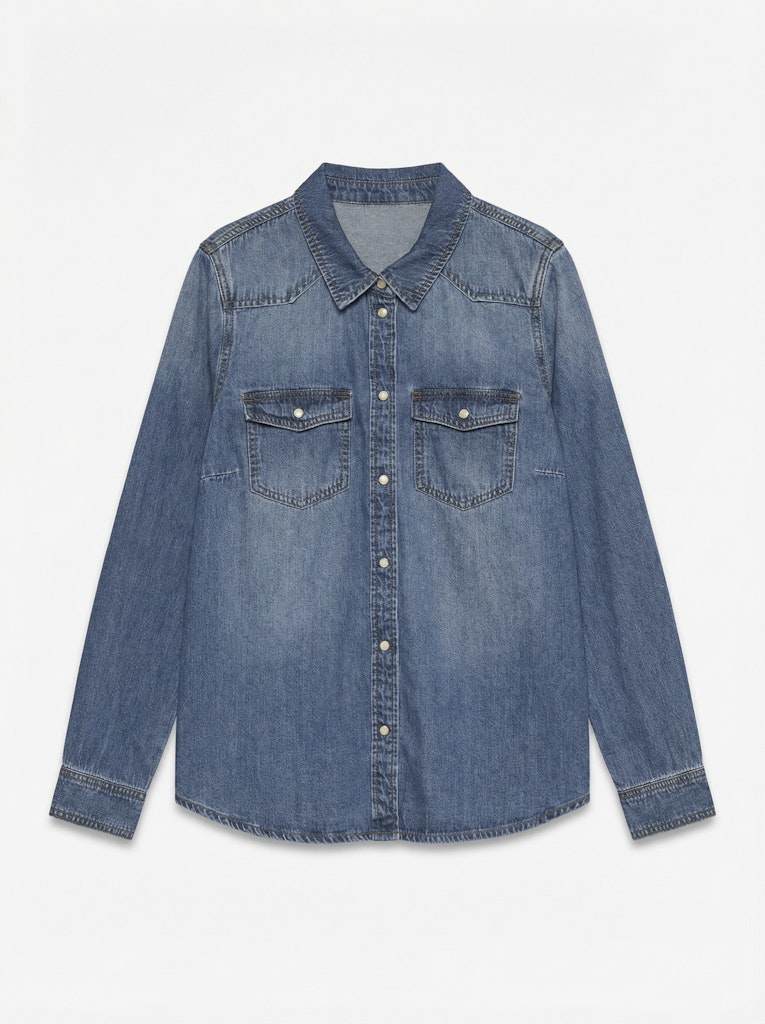 Vero Moda Maria LS Denim Slim Shirt | Med Blue