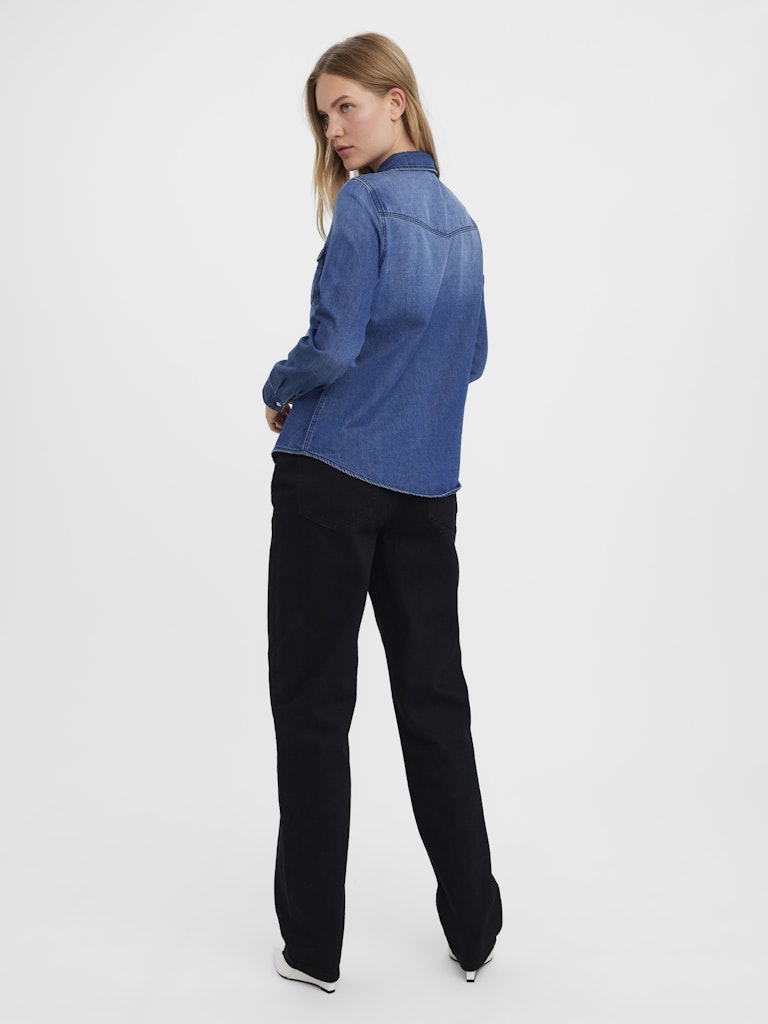 Vero Moda Maria LS Denim Slim Shirt | Med Blue
