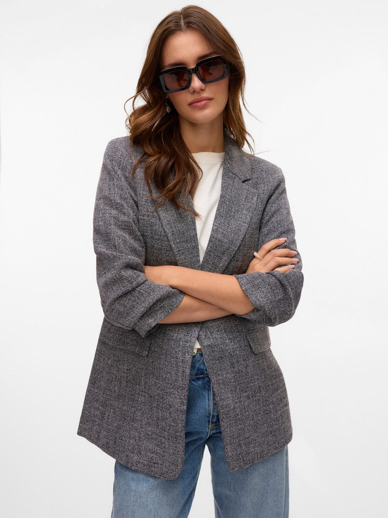Vero Moda Frida 3/4 Regular Blazer | Black /white