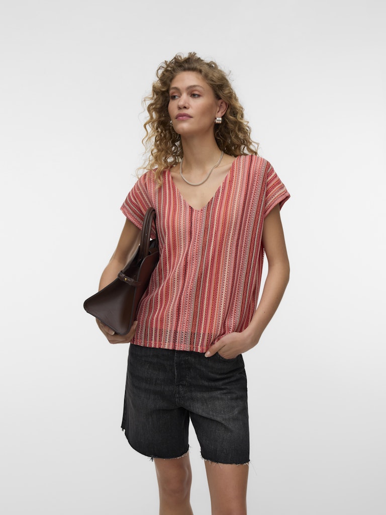 Vero Moda Demi V-Neck Batwing T-Shirt | Coral