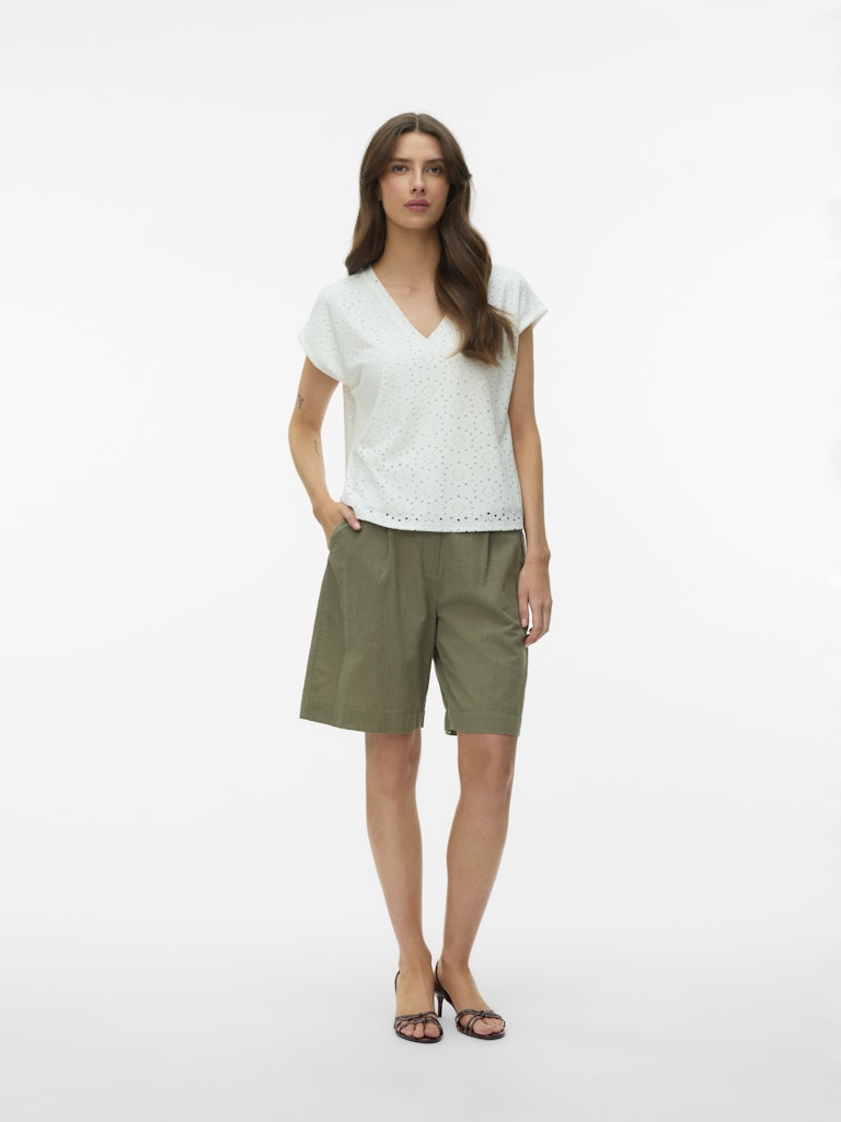 Vero Moda Tassa Liv SS V-Neck Top | White