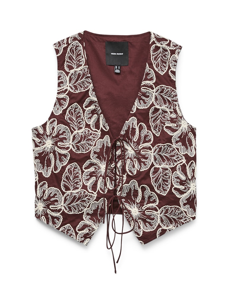 Vero Moda Millia Embroidered Waistcoat | Oatmeal