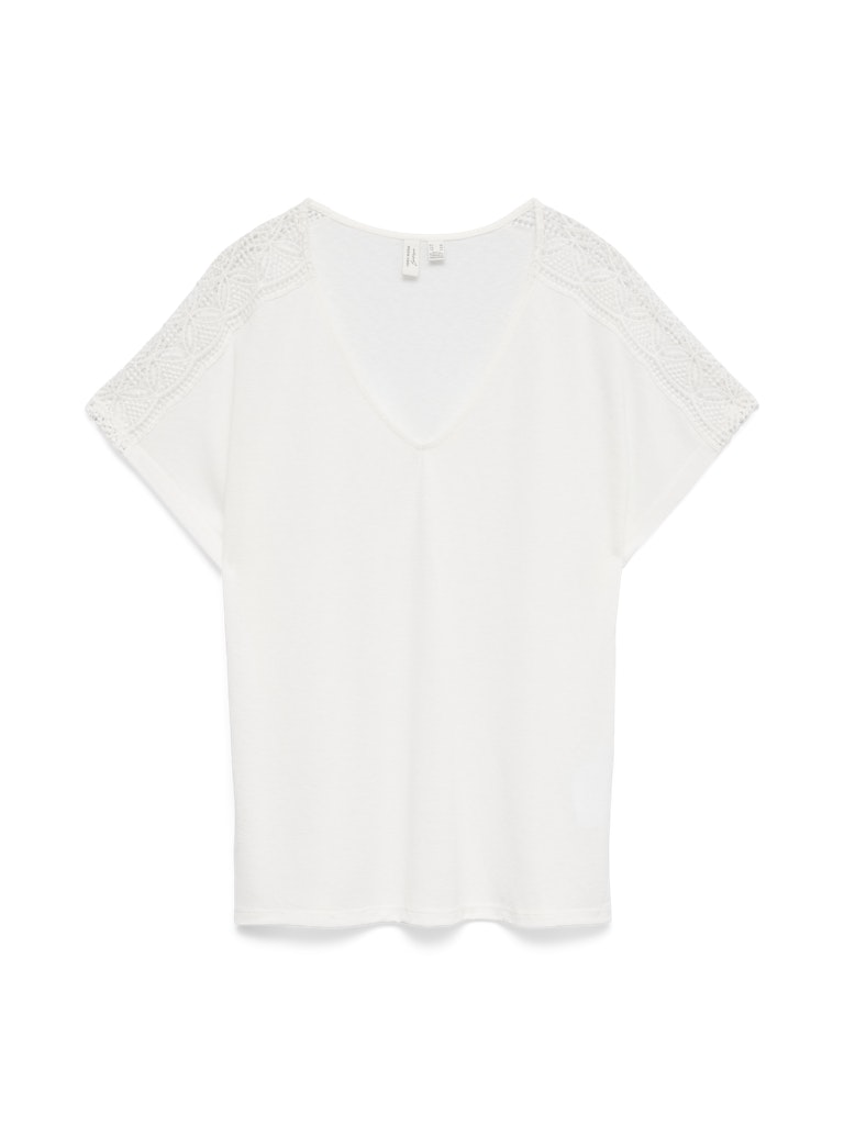 Vero Moda  Kelia S/S V-Neck Top | Snow White