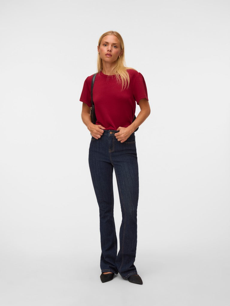 Vero Moda Ella SS Round Neck T-Shirt | Red