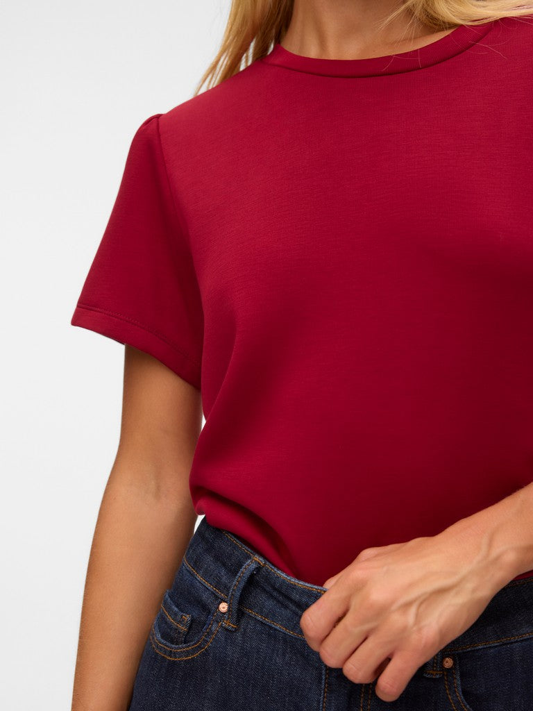 Vero Moda Ella SS Round Neck T-Shirt | Red
