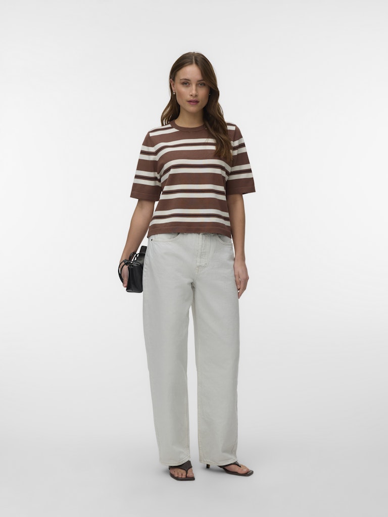Vero Moda Silje 2/4 Oversized Round Neck Knitted Pullover | Cocoa