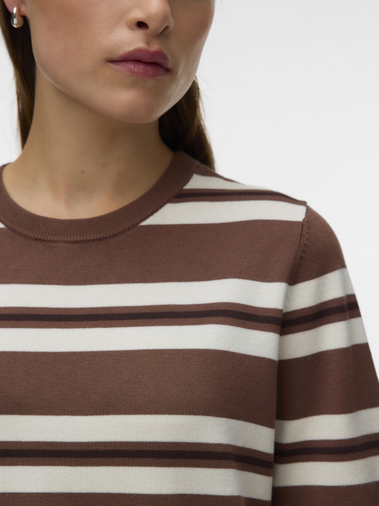 Vero Moda Silje 2/4 Oversized Round Neck Knitted Pullover | Cocoa