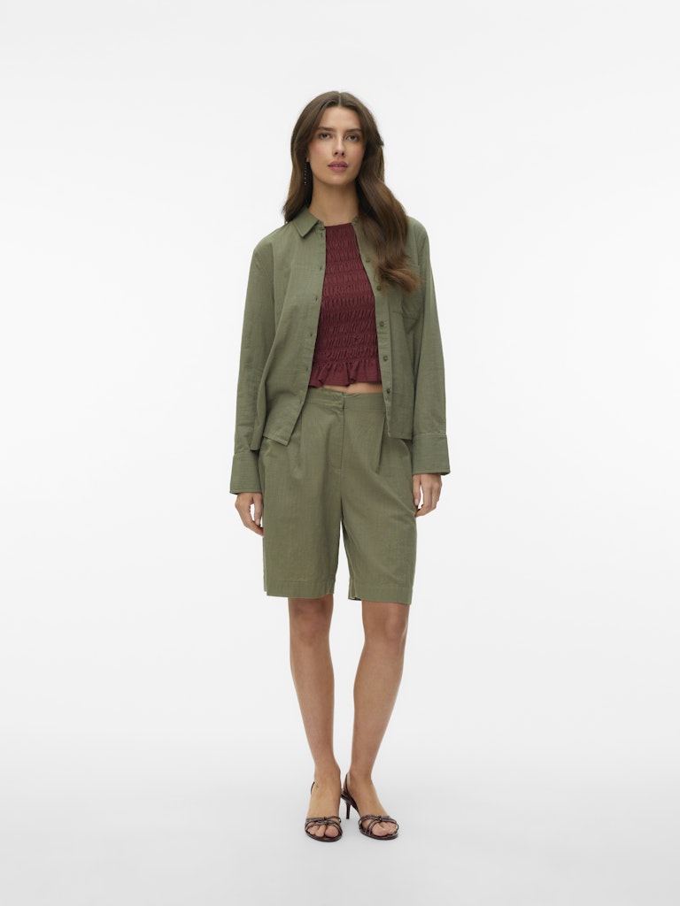 Vero Moda Cotton Linen Bermuda Shorts | Lichen