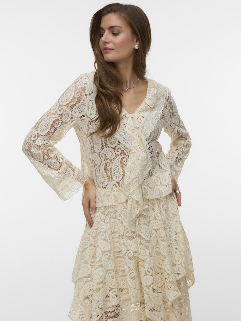 Vero Moda Sally Lace LS V-Neck Blouse| Birch