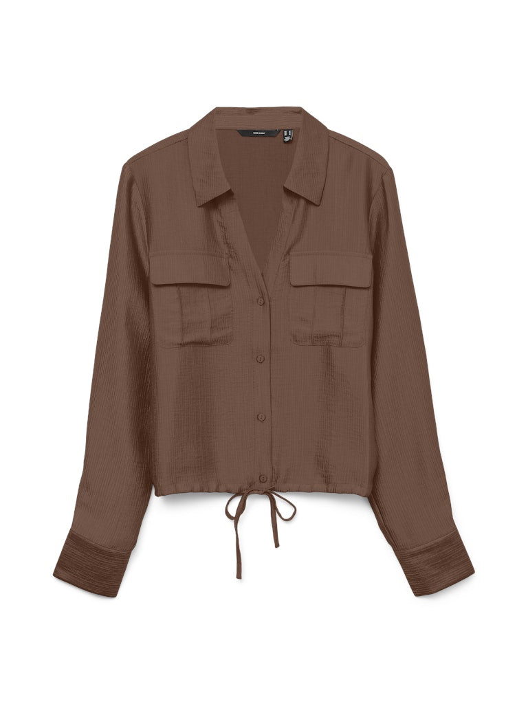 Vero Moda Toma LS Tie Shirt | Cocoa