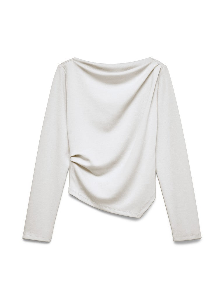 Vero Moda Mille LS Boatneck Short Top | White