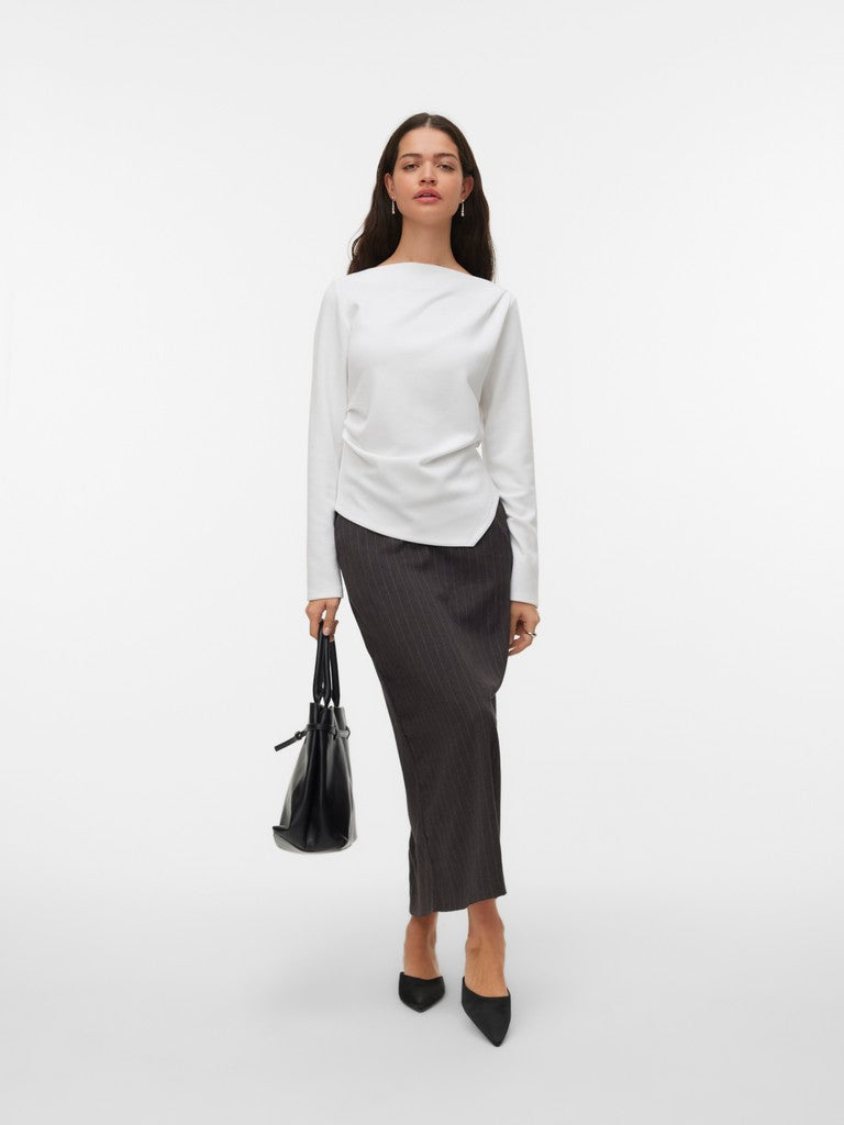 Vero Moda Mille LS Boatneck Short Top | White
