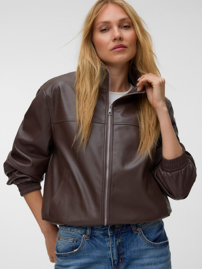 Vero Moda Caiaava Short Coated Jacket | Chocolate