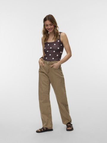 Vero Moda Million SLeevless Square Top | Chocolate/Snow White Polkadot