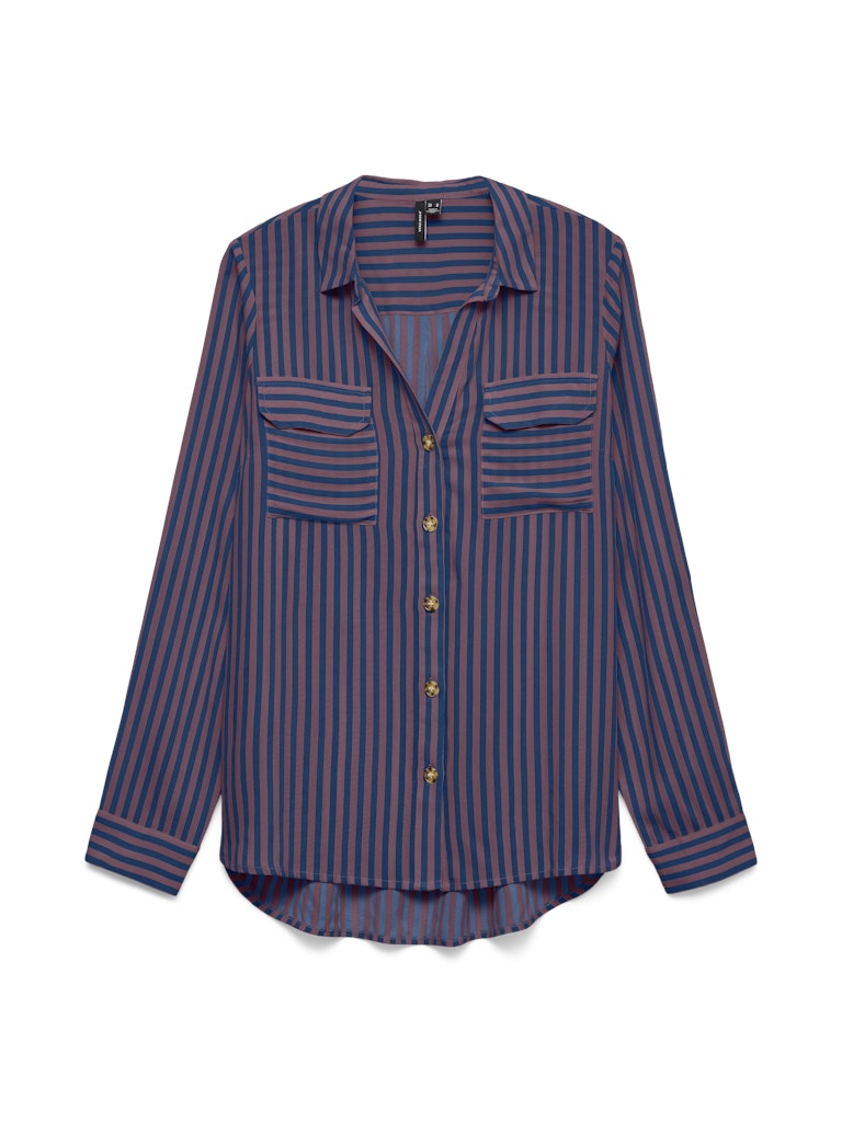 Vero Moda Bumpy L/S Shirt | Navy Stripe