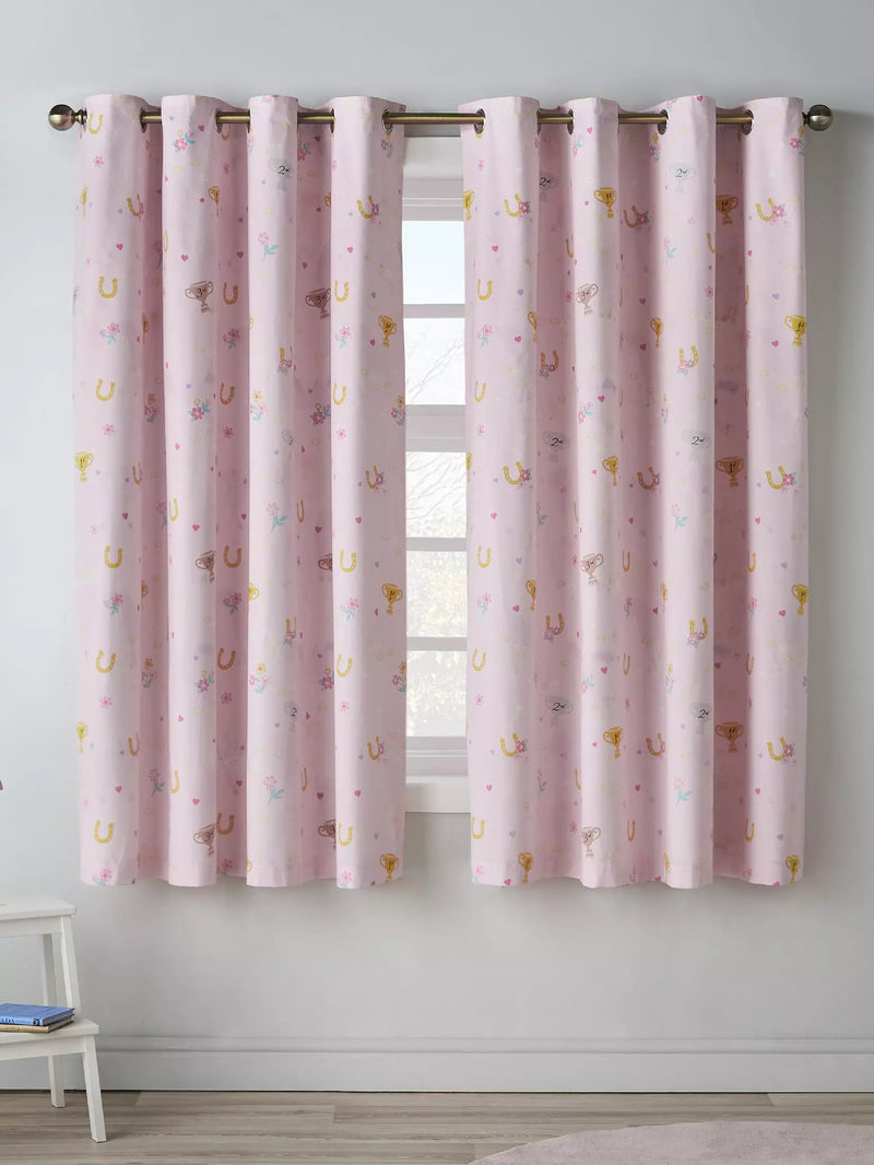 Catherine Lansfield Happy Horses Eyelet Curtains   | Cream